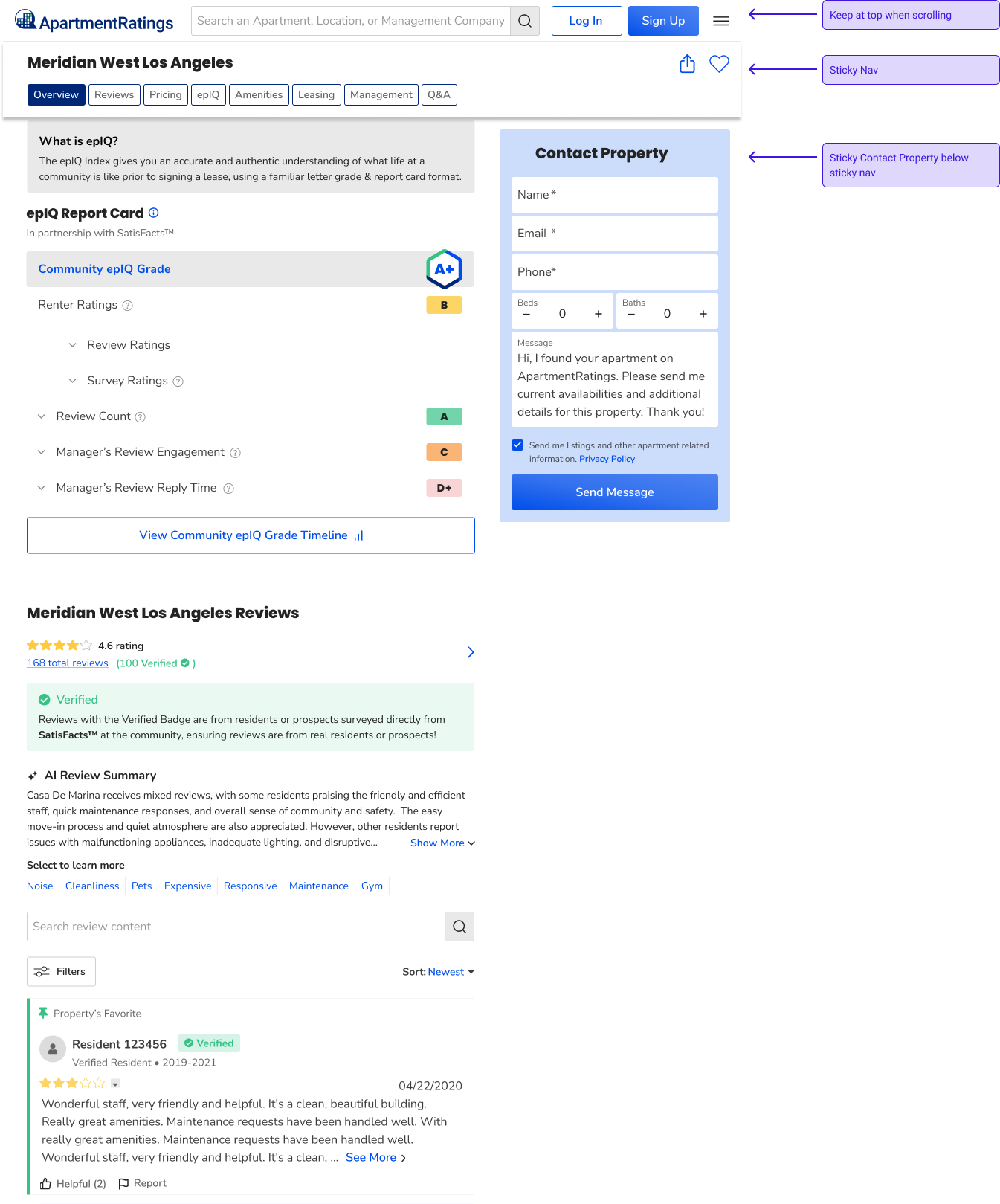 Community Page Navigation When Scrolling below